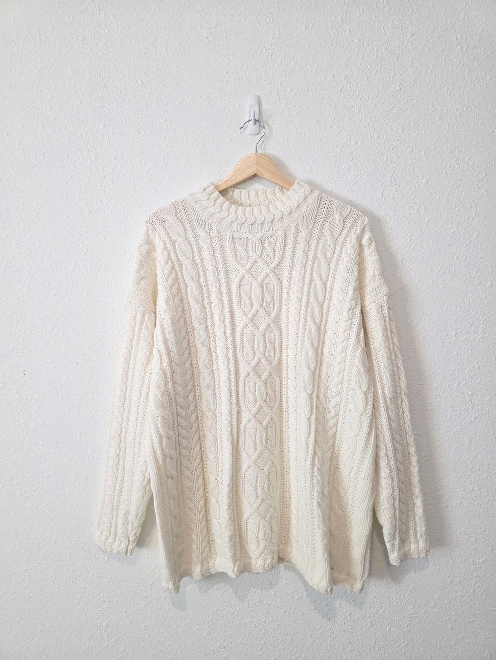 Vintage Chunky Cable Knit Oversized Sweater L